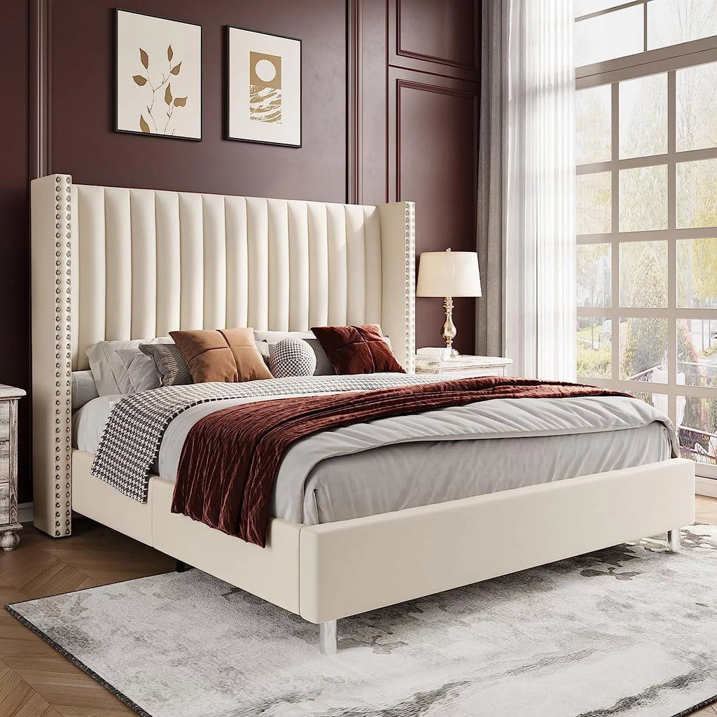 Queen Upholstered Wingback Bed Frame C842139