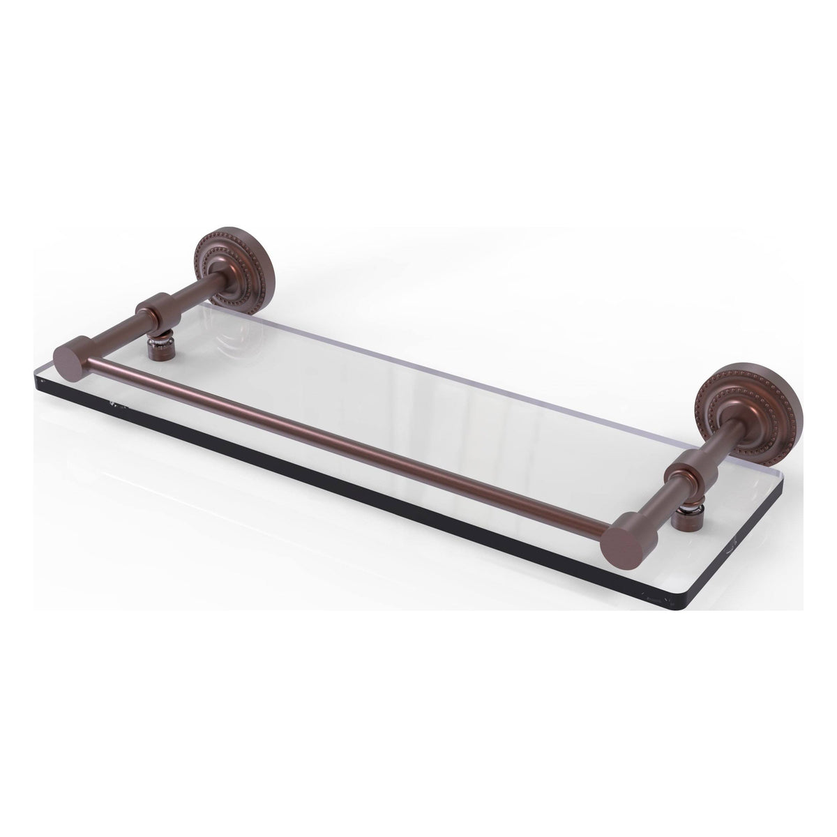 Antique Copper Glass Shelf with Gallery Rail J599