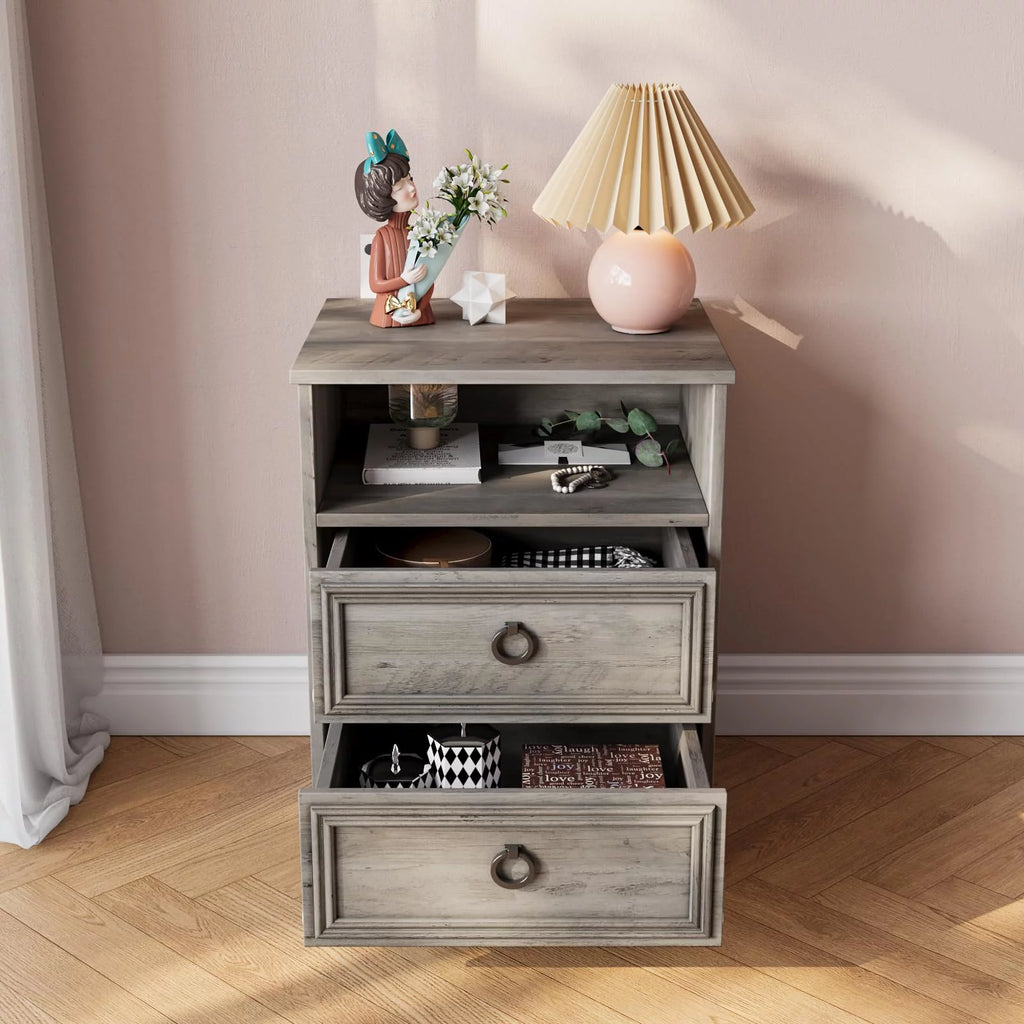 Gray Modern Nightstand Set of 2 N3106