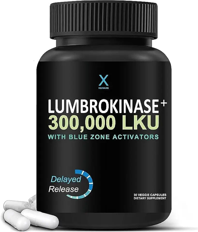 Lumbrokinase 300,000 LKU Bloodflow Support Supplement with Fucoidan Fucoxanthin Sea Minerals Z417