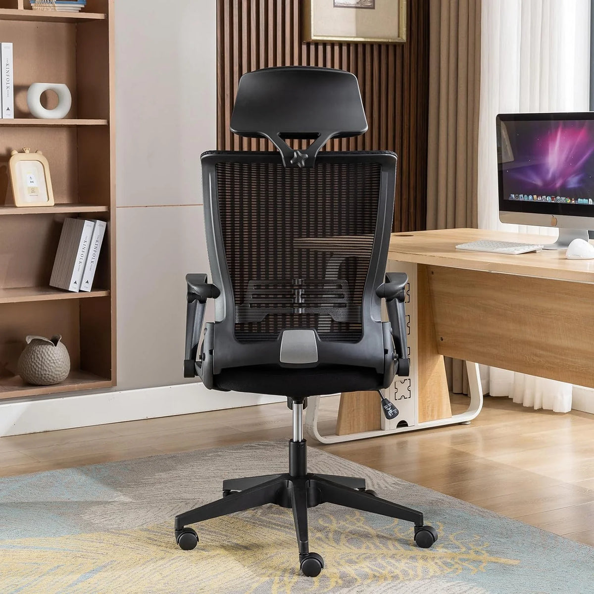 Foldable Ergonomic High Back Office Chair with Lumbar Support, Black S160