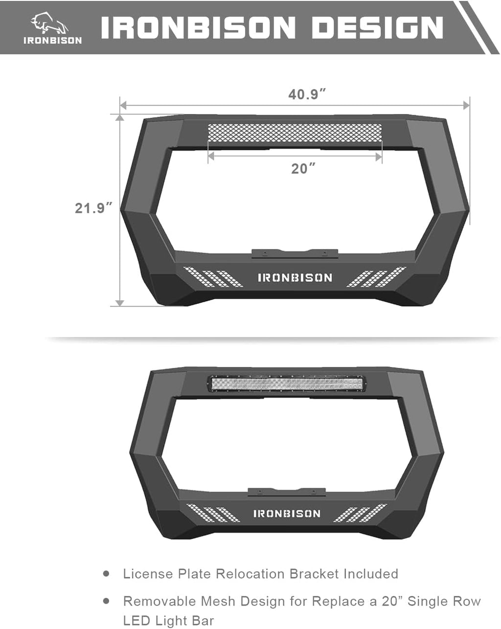 Black Front Bumper Brush Grille Guard V1345