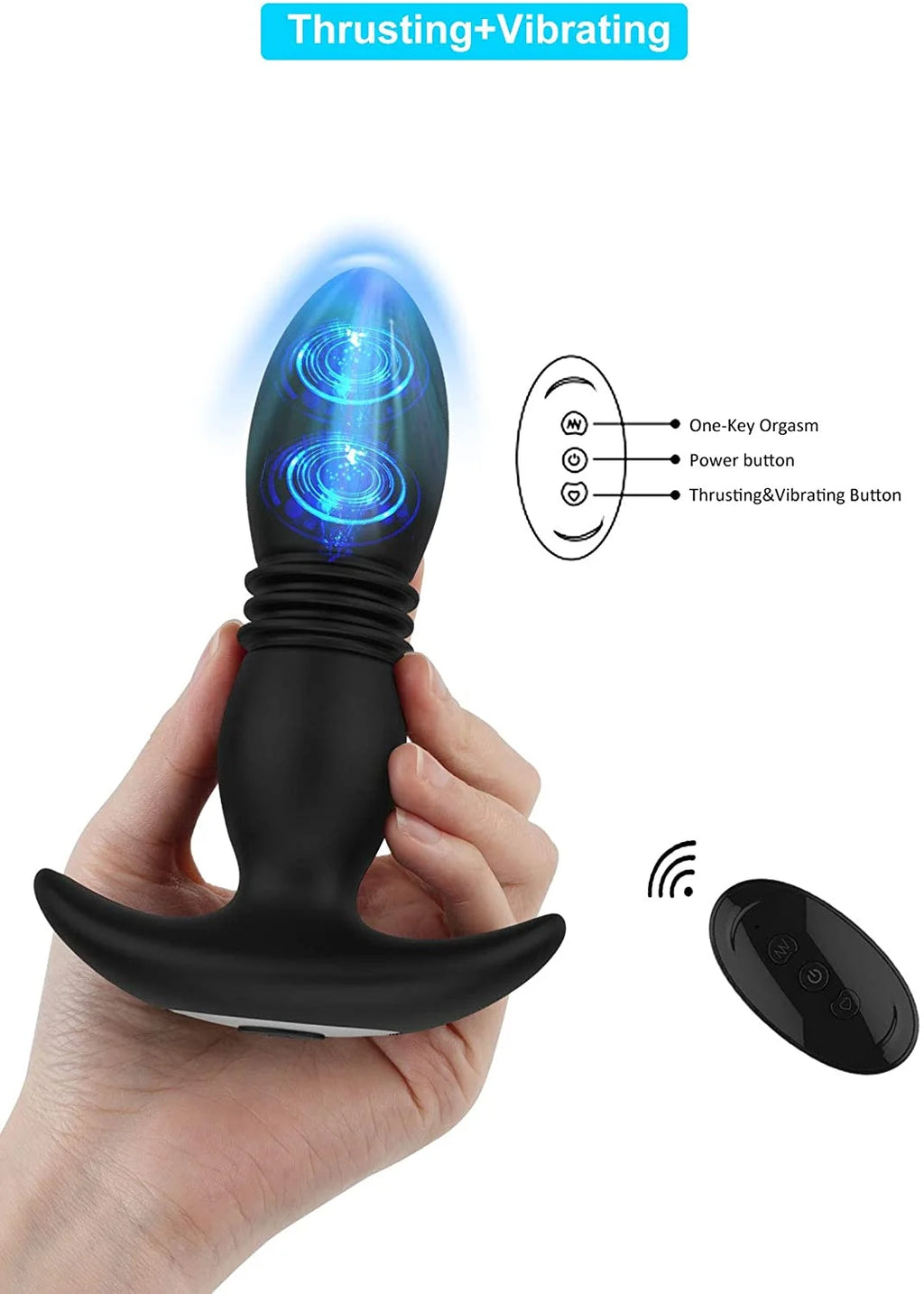 2in 1 Prostate Massager 7 Thrusting Modes Waterproof Y954265