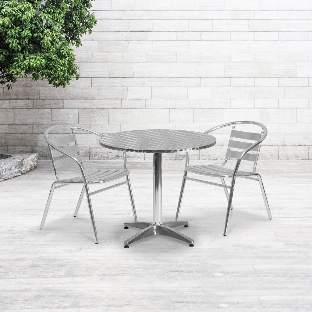 31.5-inch Round Aluminum Indoor Outdoor Table with Base S439