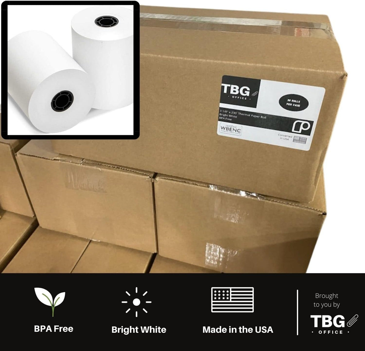 BPA Free Thermal Paper Rolls for POS Systems (1 Case - 30 Rolls) R253327