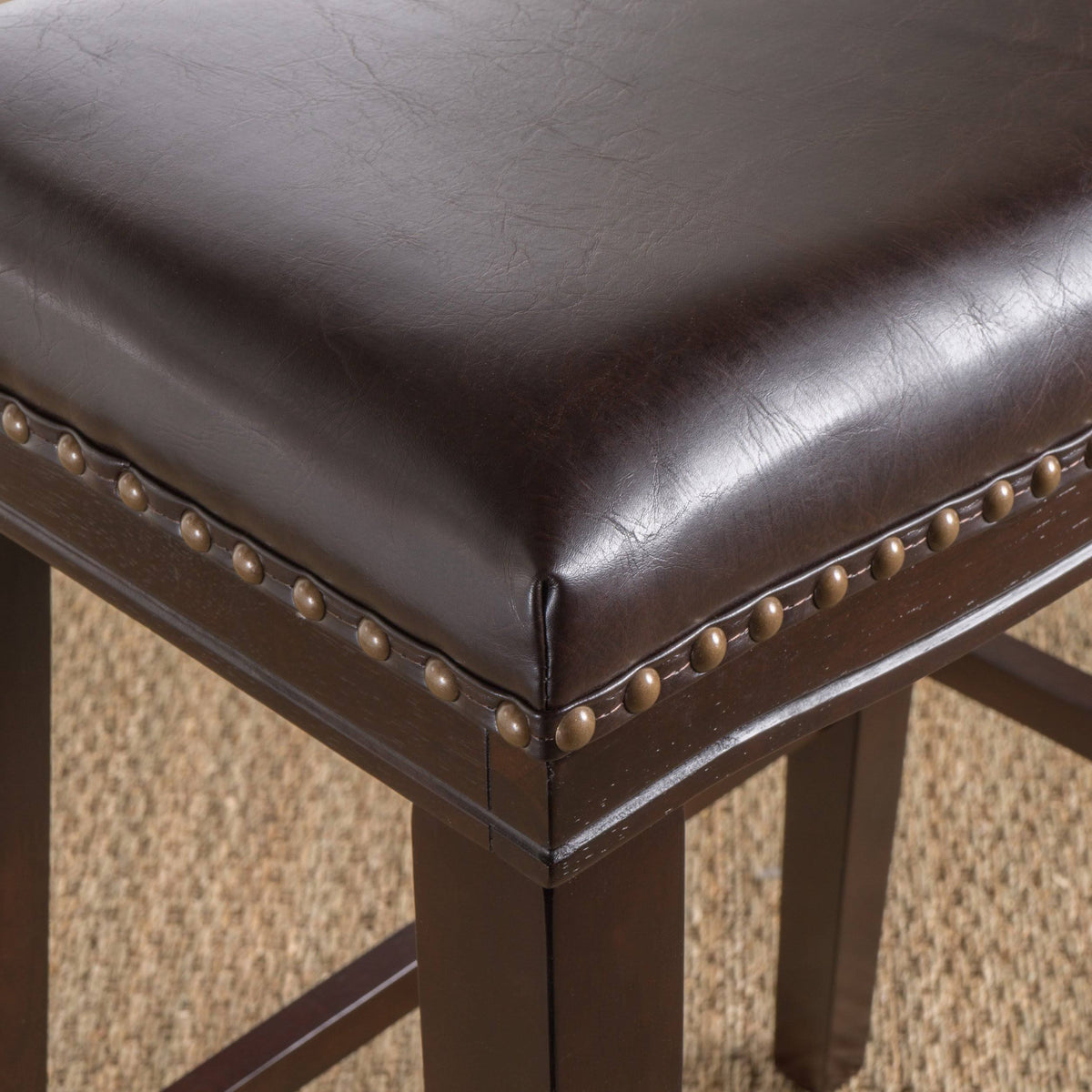 Beige Saddle Shaped Studded Rim Stool (Set of 2) M974752