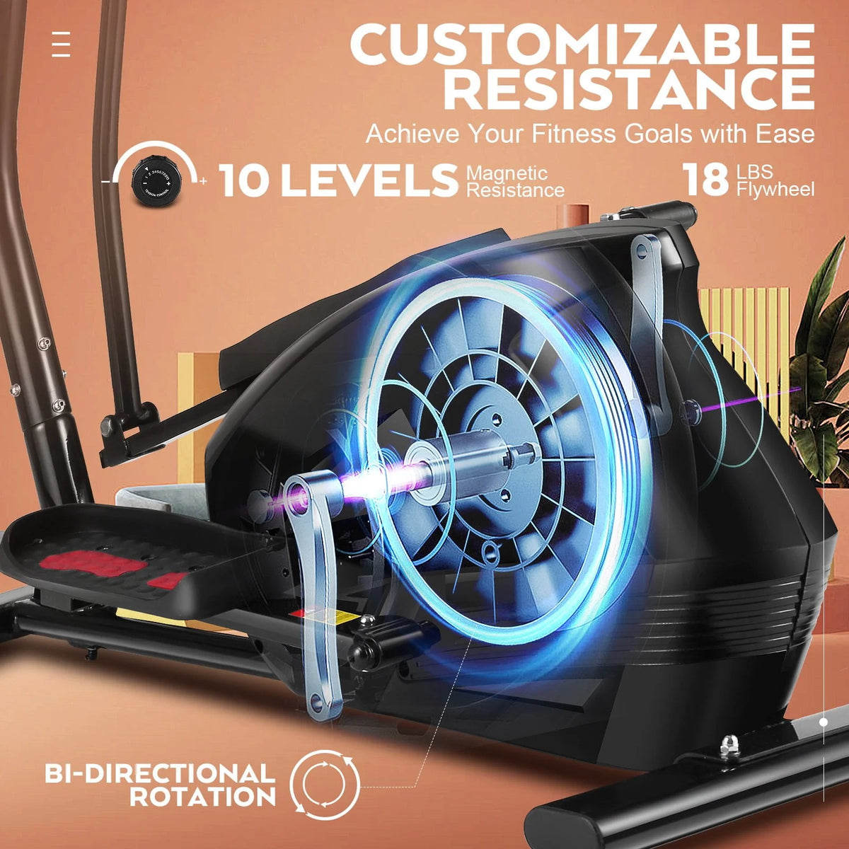 Elliptical Machine with 10 Levels Magnetic Resistance & LCD Display I171550