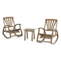 Rustic Acacia Wood Recliner Rocking Chair with Side Table D2410