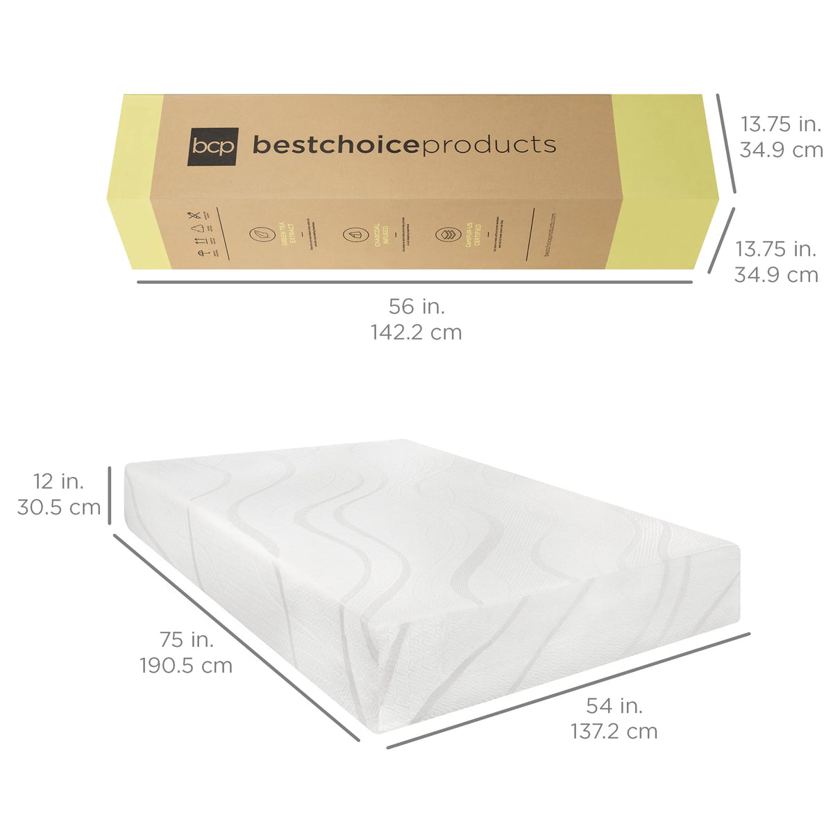 12in Full Size Medium-Firm Memory Foam Mattress C371