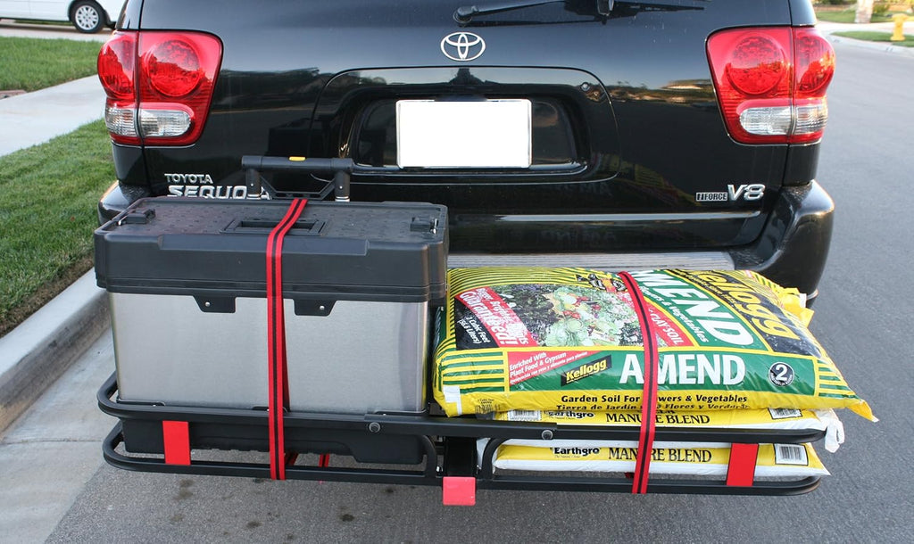 Steel Hitch Cargo Carrier with High Side Rails, 500-lb Load Capacity, Black Q7182
