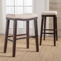 Beige Saddle Shaped Studded Rim Stool (Set of 2) M974752