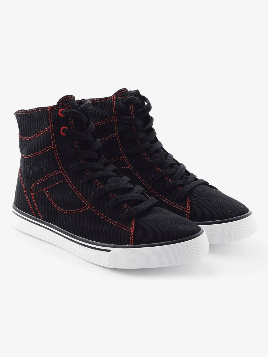 Black / Red Stretch Canvas High Tops K73436