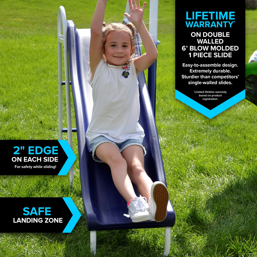 Metal Swing Set with Glider and Slide Q12726