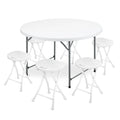 7 Pieces 4 FT Folding Round Table and Chair Set X2731