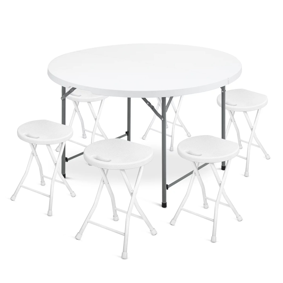 7 Pieces 4 FT Folding Round Table and Chair Set X2731
