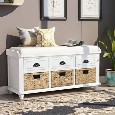 White Cabinet Storage Bench C8801