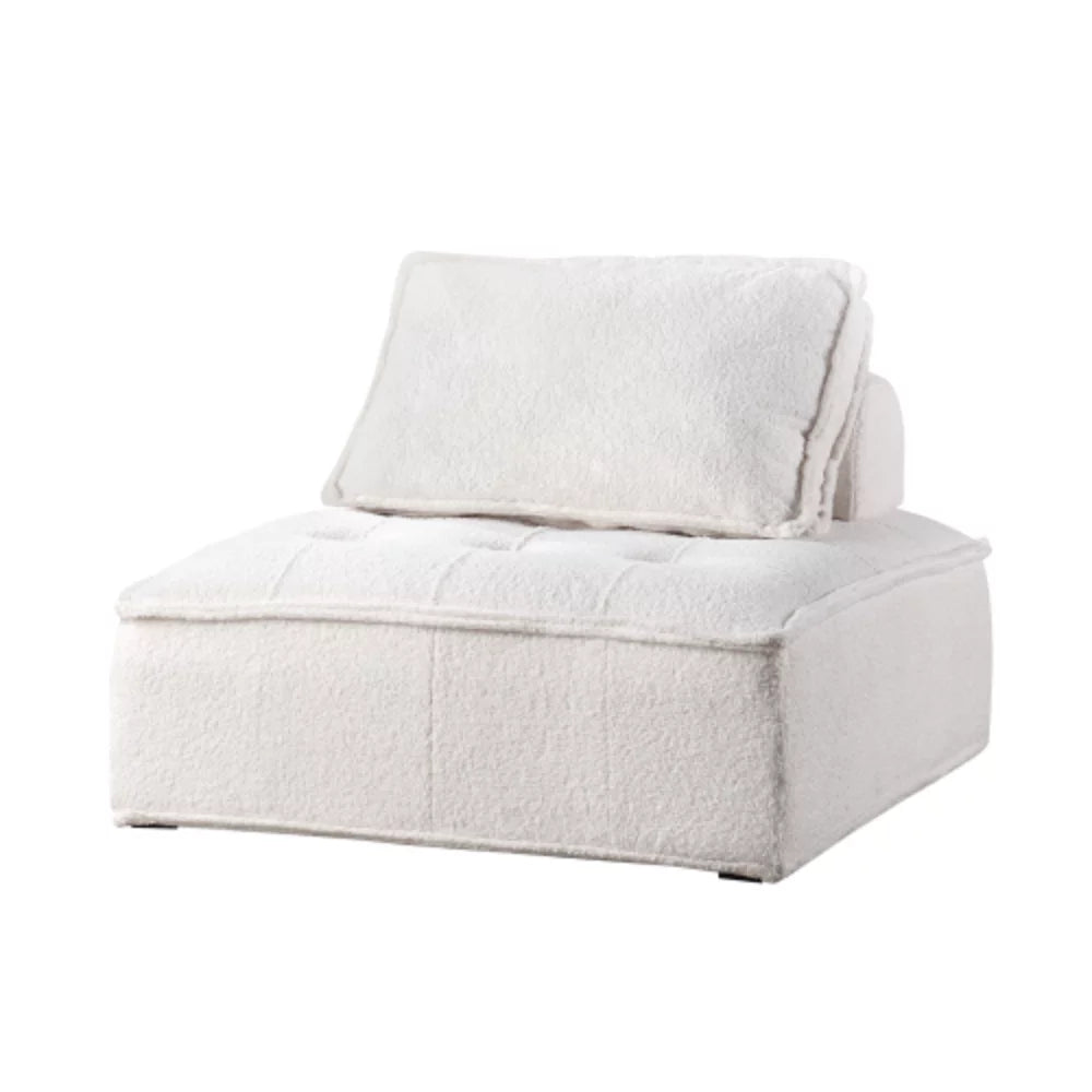 White Lambskin Sherpa Oversized Armless Accent Chair U5477