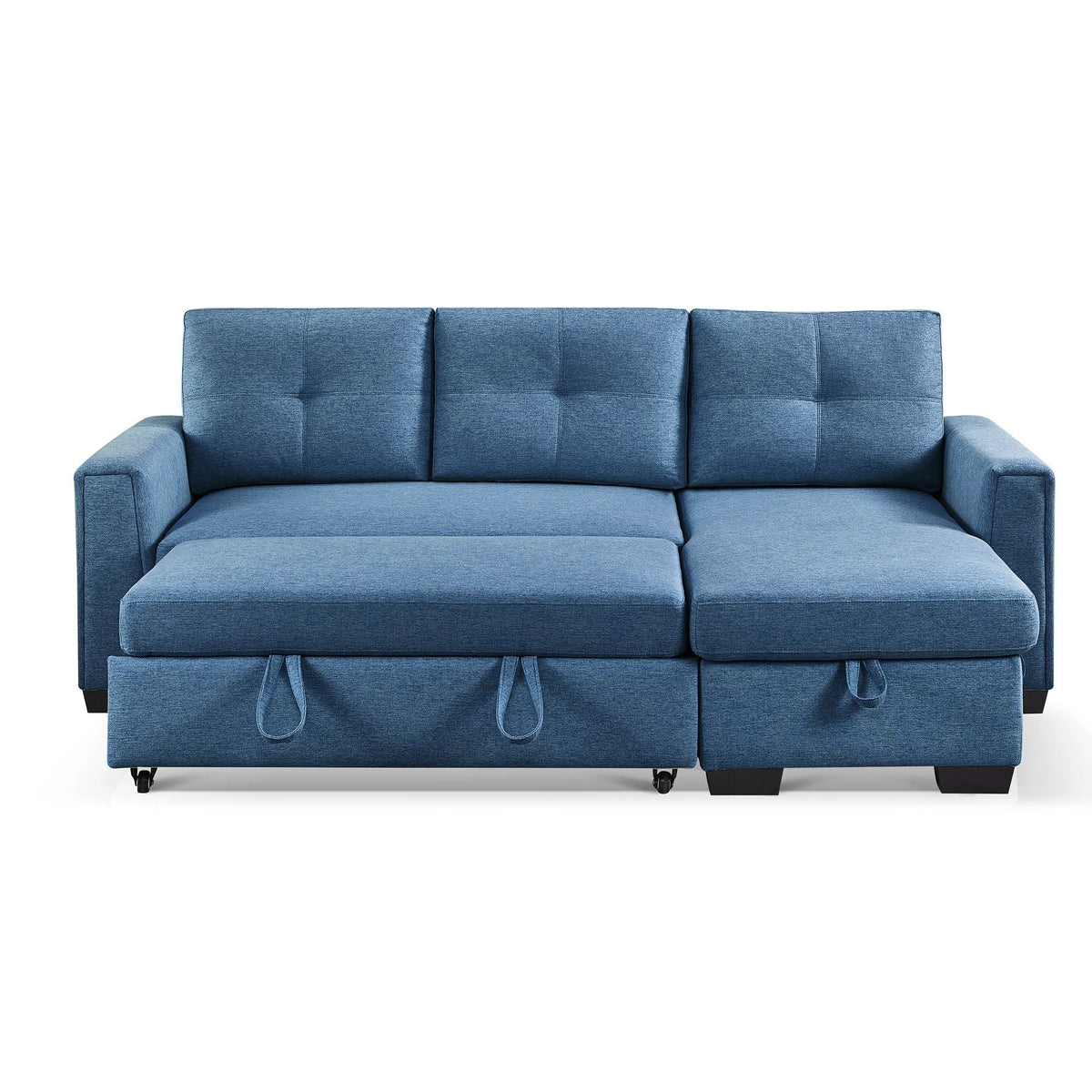 Blue L-Shape Pull-Out Sleeper Sectional Sofa R630