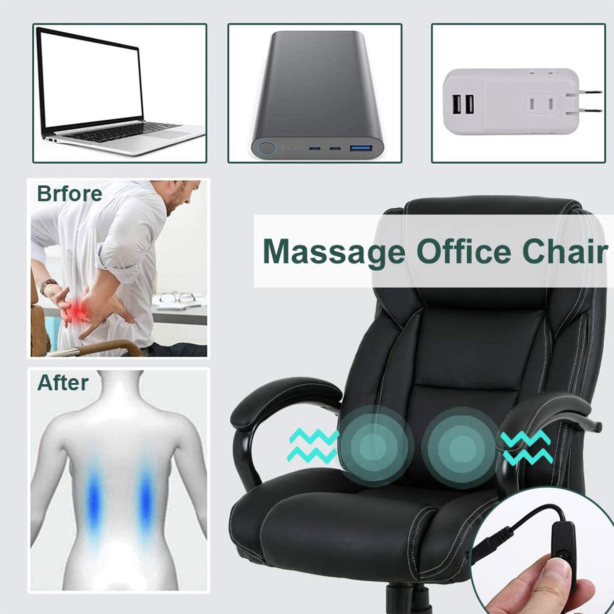 Black High Back PU Leather Executive Office Chair D59085