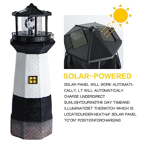 Solar Powered Lighthouse Garden Light with Spinning Light K69402