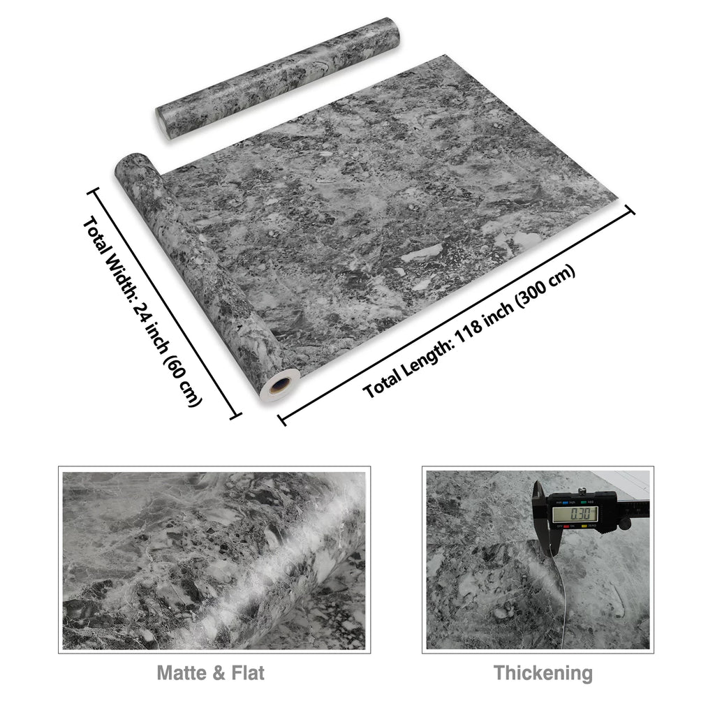 Charcoal Grey Marble Contact Paper Self Adhesive Waterproof Vinyl Wallpaper I440