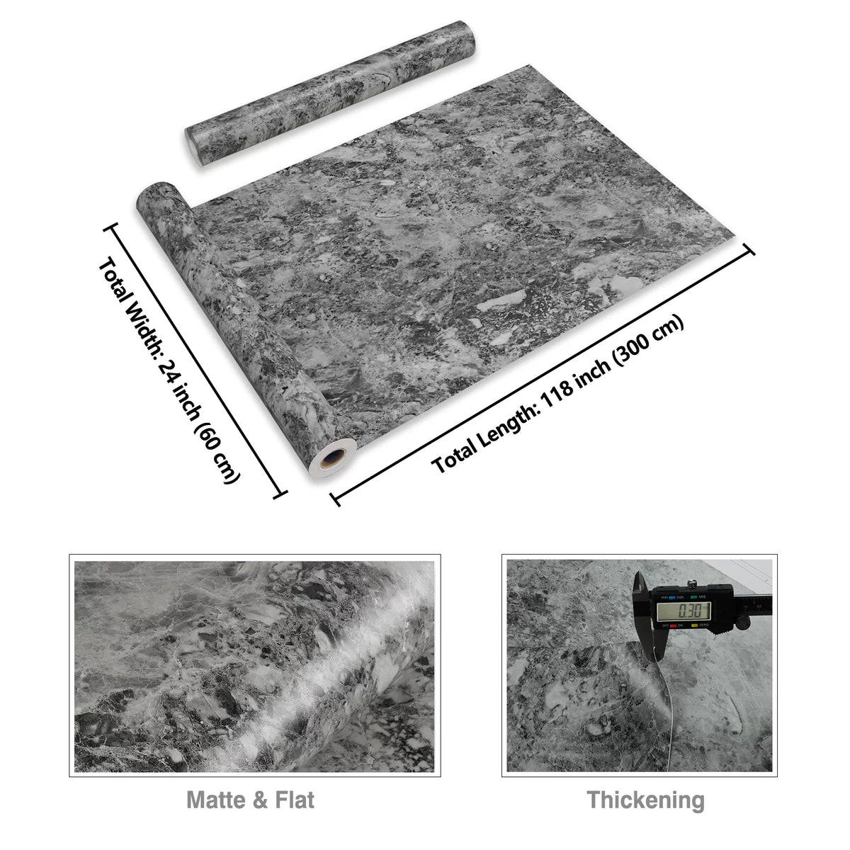 Charcoal Grey Marble Contact Paper Self Adhesive Waterproof Vinyl Wallpaper I440