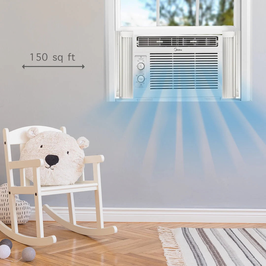5,000 BTU 150 Sq Ft Mechanical Window Air Conditioner, White V3444