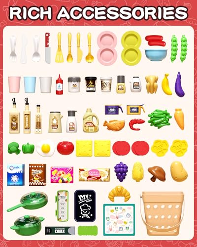 70Pcs Kids Kitchen Playset with Sound & Light F6194