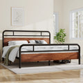 Light Brown King Size Metal Platform Bed Frame with Headboard I940