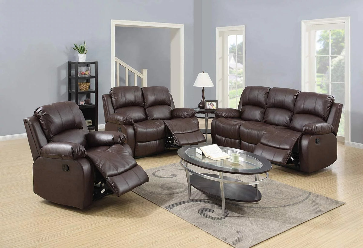 Brown Bonded Leather Recliner Sofa L601389
