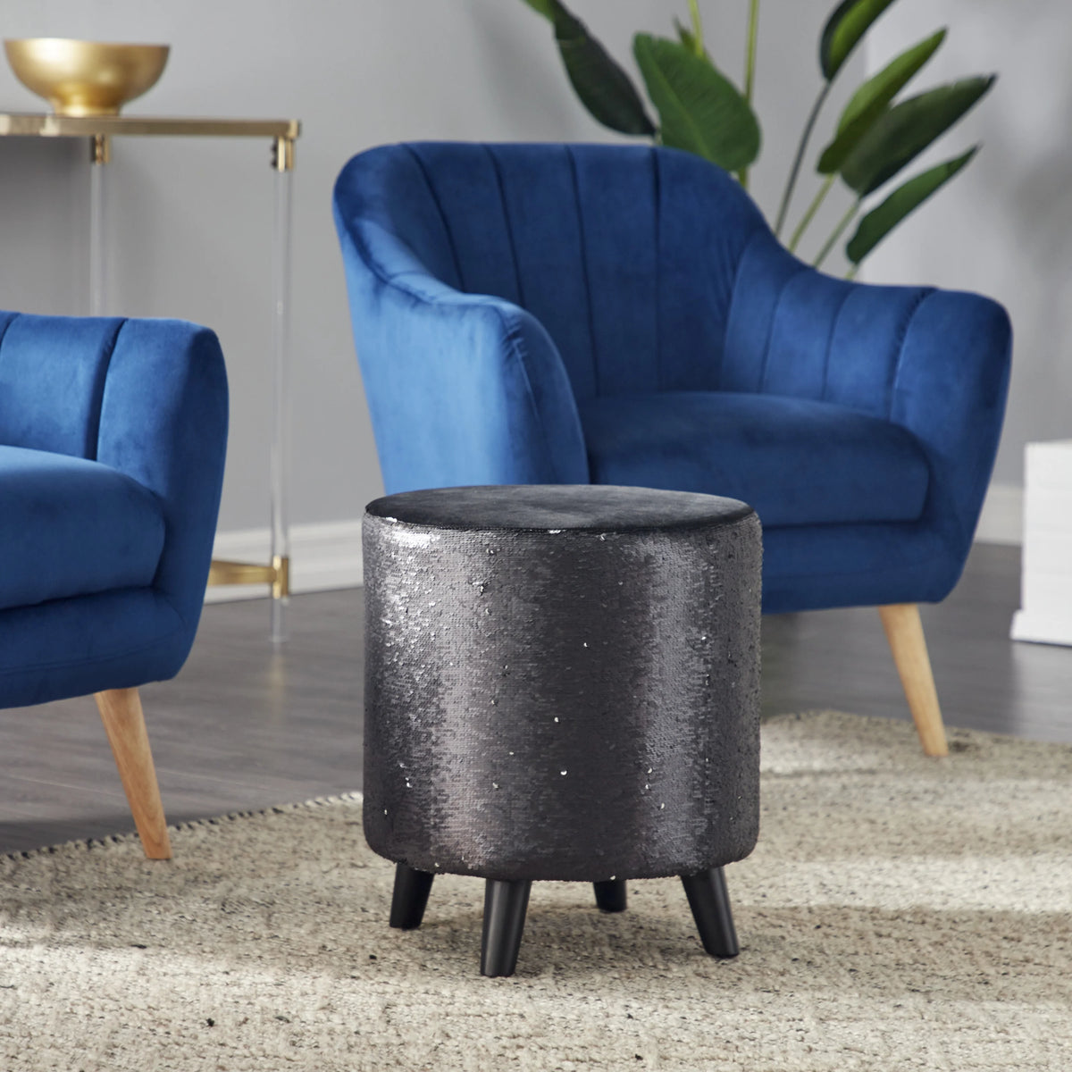 Black Wood Stool 18" E2789