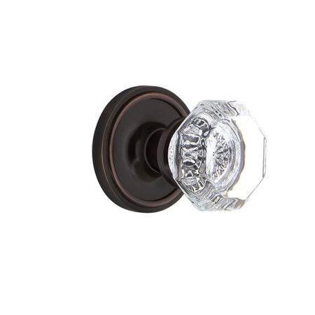 Clear Crystal Single Dummy Door Knob with Classic Rosette I7953