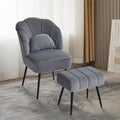 Grey Velvet Wingback Accent Chair with Ottoman C811
