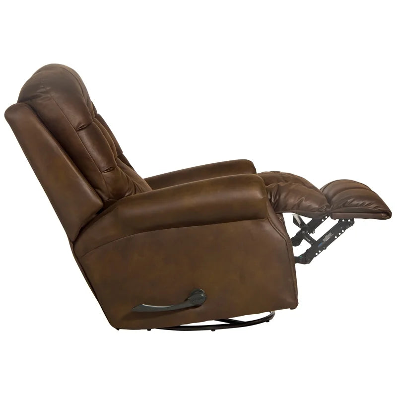 Brown Polyester Swivel Glider Recliner D8688