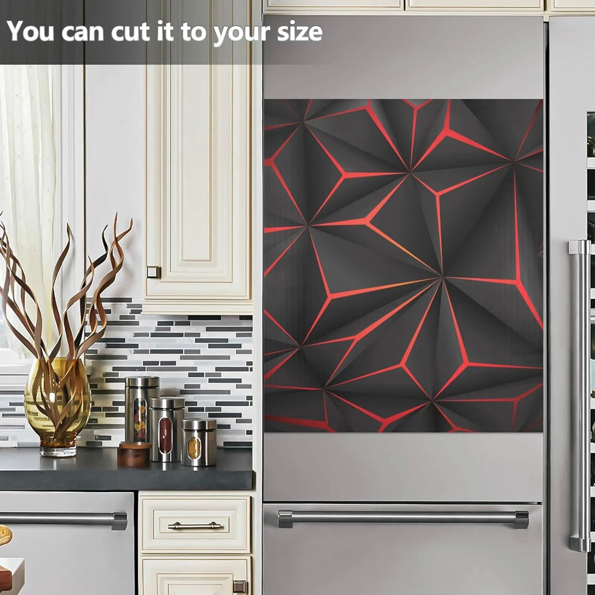 Black 3D Geometric Dishwasher Magnet Sticker X1471