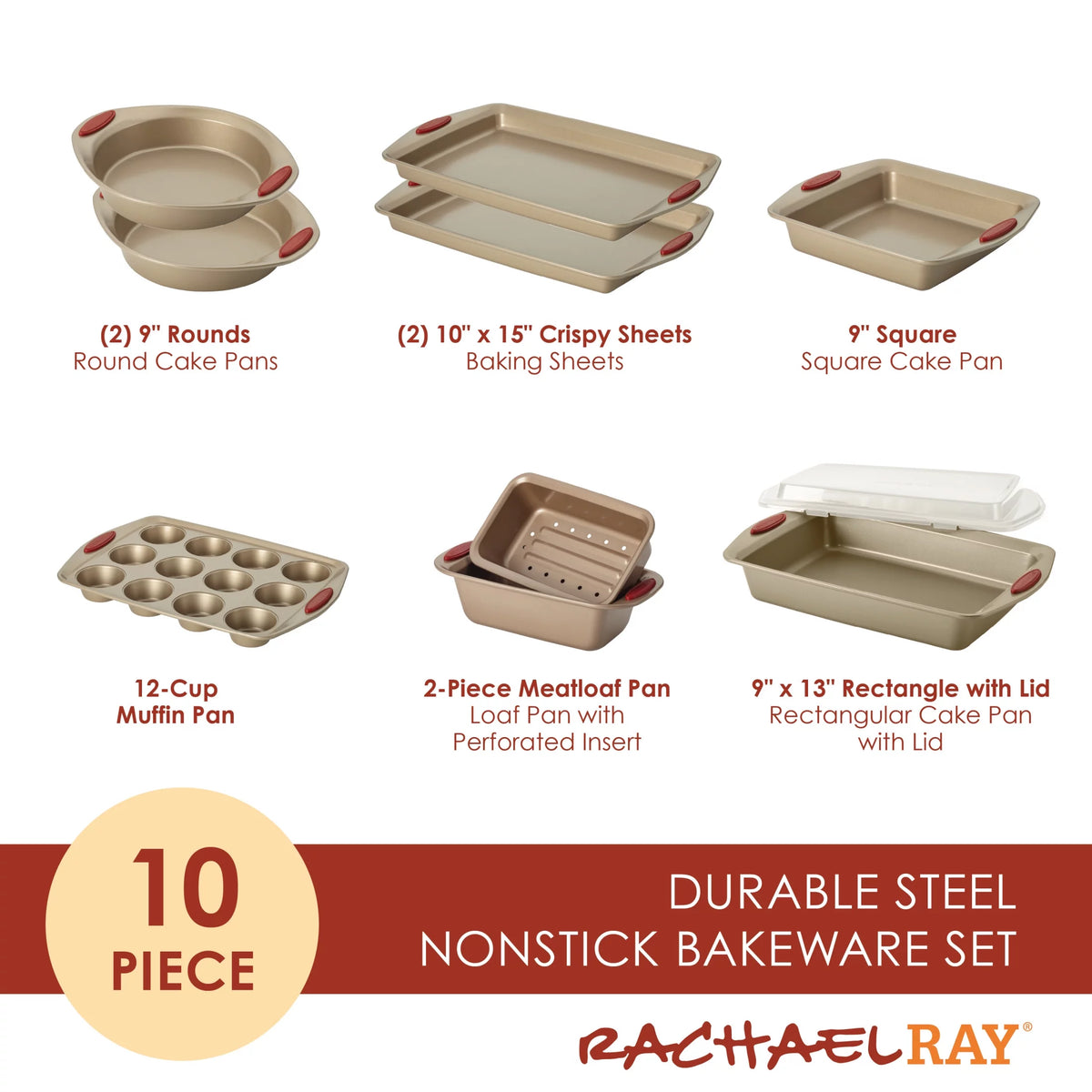 10-Piece Nonstick Bakeware Set E2517