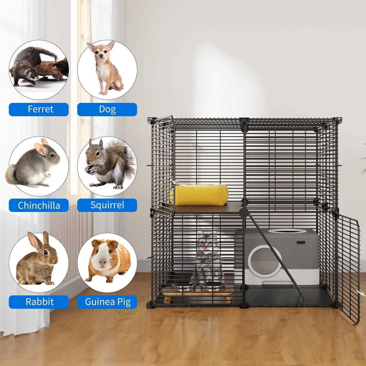2-Tier Indoor Cat Cage Pet Playpen E373