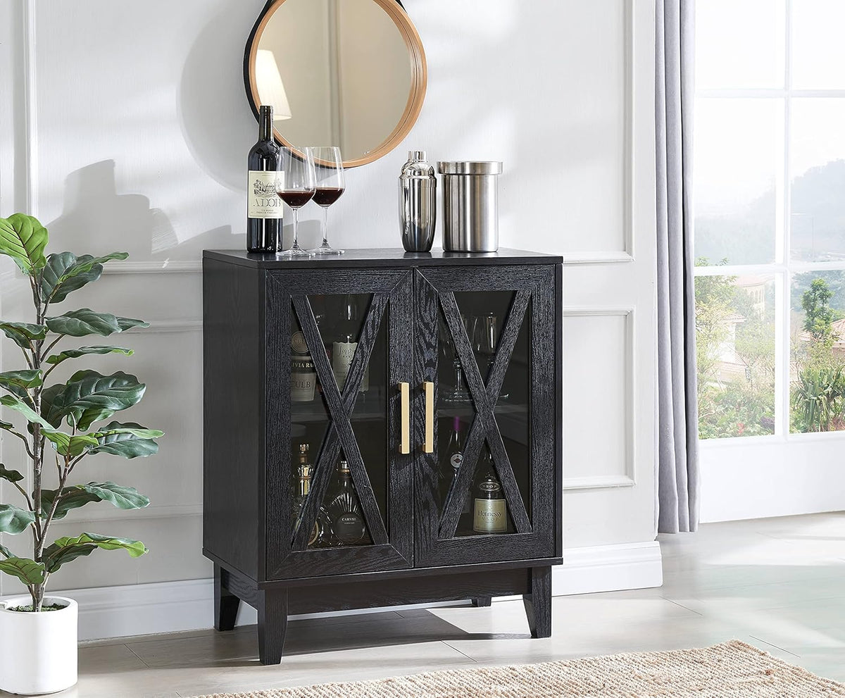 Small Cabinet Sideboard with Glass Doors in Mahogany D36845