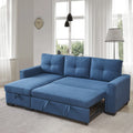 Blue L-Shape Pull-Out Sleeper Sectional Sofa R630