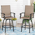 2 Pcs Outdoor Swivel Metal Bar Stools Z6297